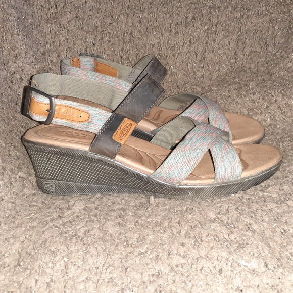 KEEN-Skyline Slingback Sandals-Multicolor Space Dye Wedge-Sz 9.5-Near Mint - Picture 4 of 7